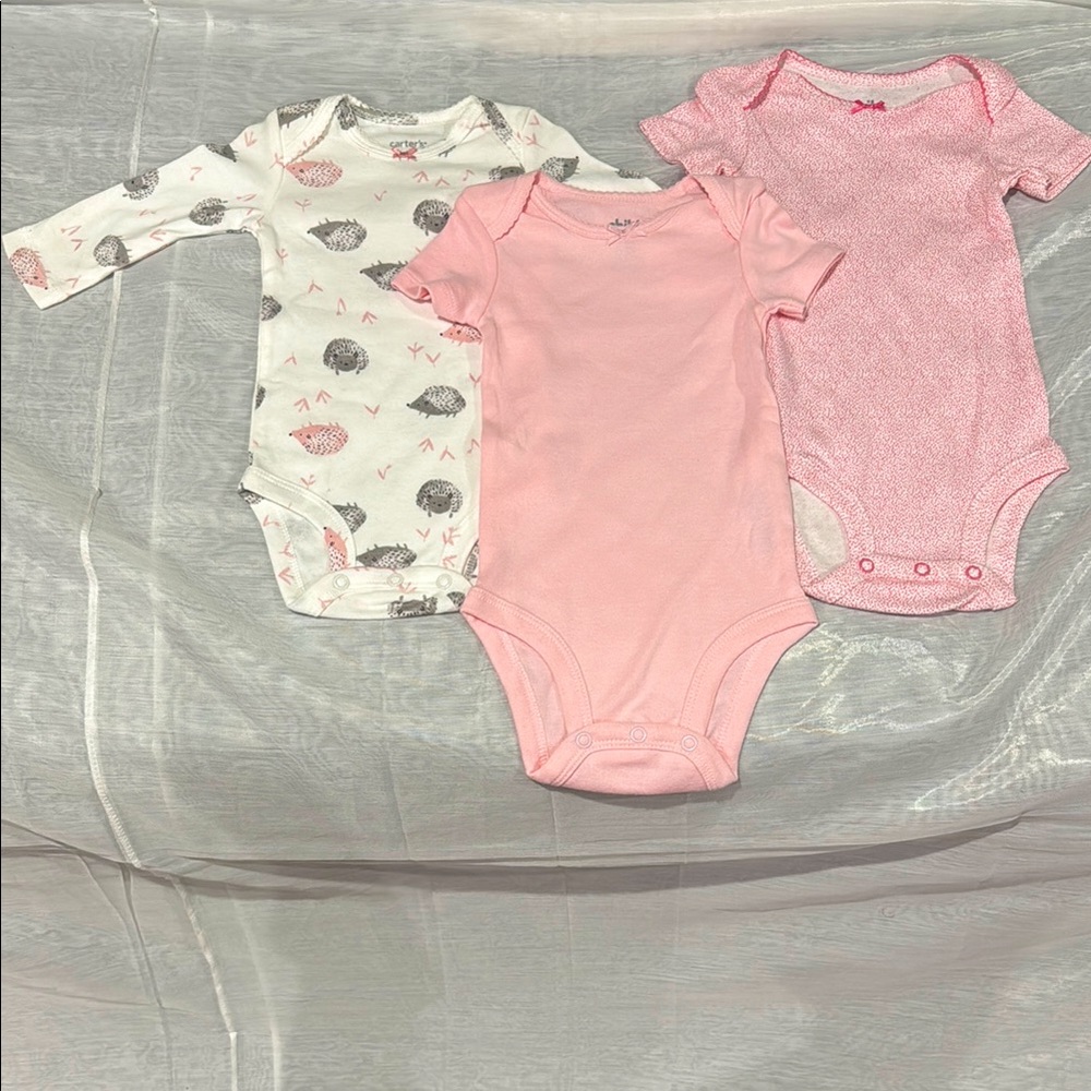 Adorable Pink and White Baby Bodysuits Set